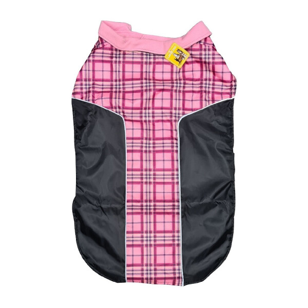 Abrigo Capa Polar Perro Buzo Para Mascotas Pequeñas Variante Color Rosa Y Negro Cuadrille Talla XL
