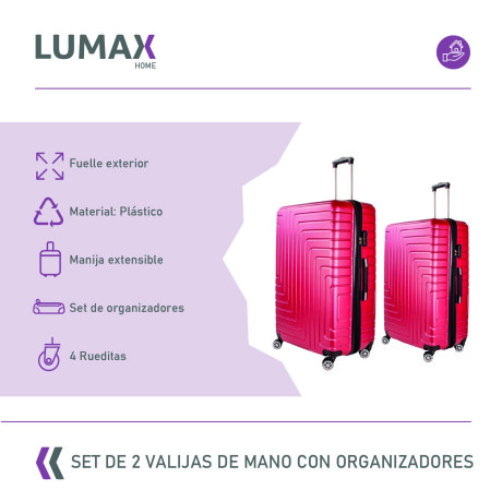 Set de 2 Valijas de mano rigidas con set organizador Rojo