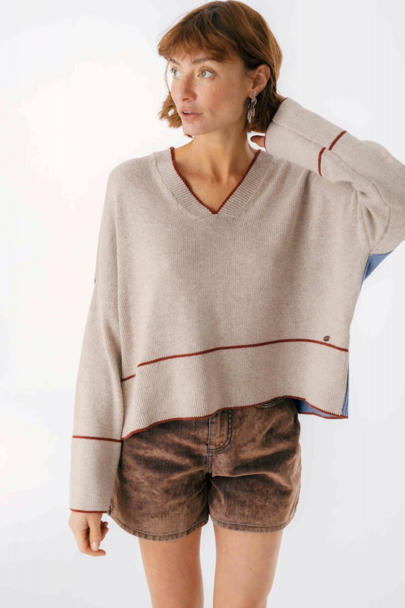 Sweater Saela Beige/Azul