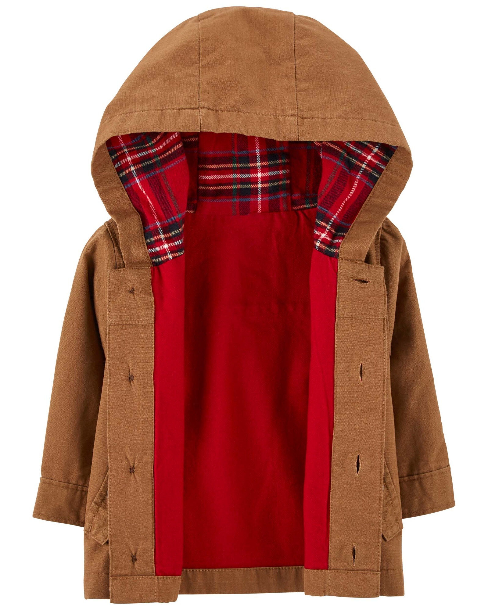 Campera de lona con forro de franela a cuadros Sin color