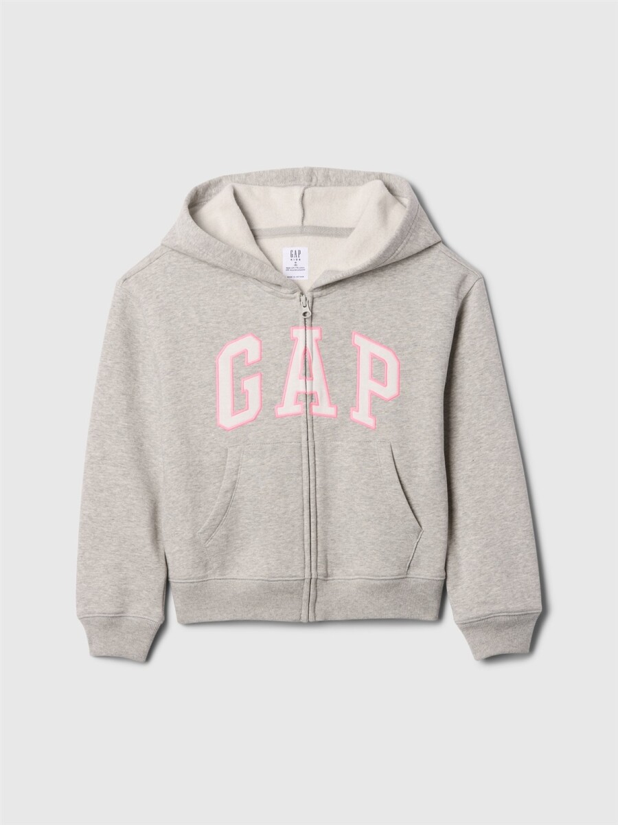Buzo Canguro Con Cierre Logo Gap Con Felpa Niña - Light Heather Grey B08 