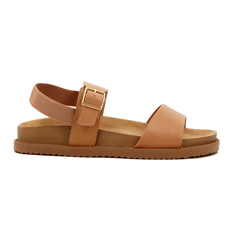 Ramarim Sandalia Tira Ancha C/pulsera Suela Baja - Dama Kaki