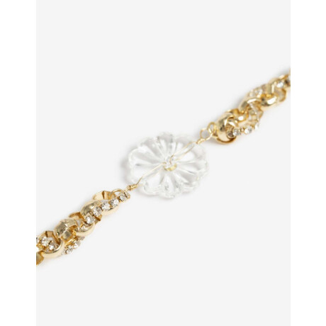 Pulsera Flexible Flor Acrílica Dorado