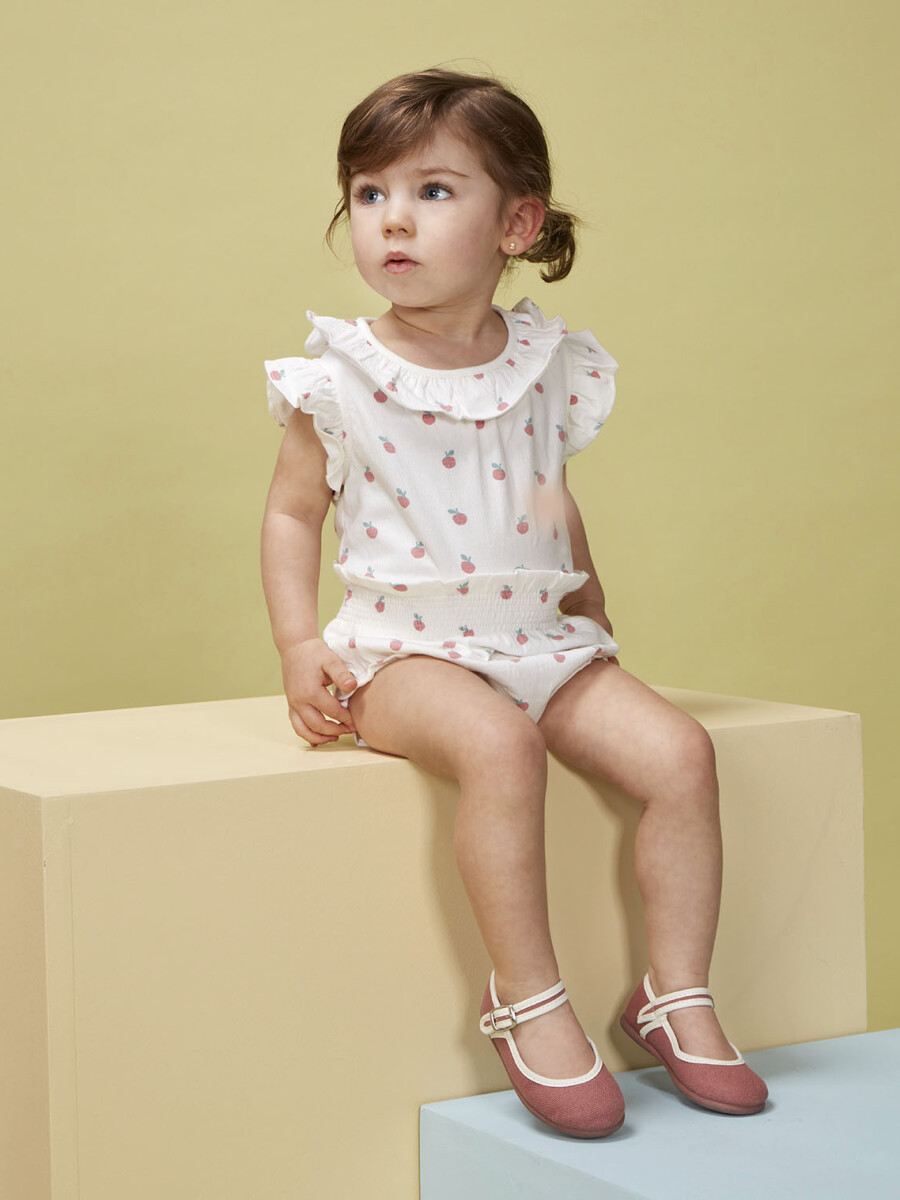 Pantalon Bombacho Estampado Blanco