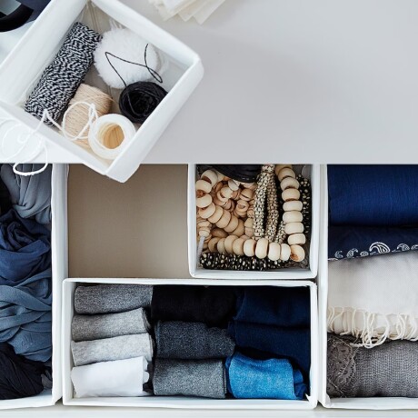 Set 2 Cajas Organizadoras 28x28x13cm Plegables Impermeables Blanco