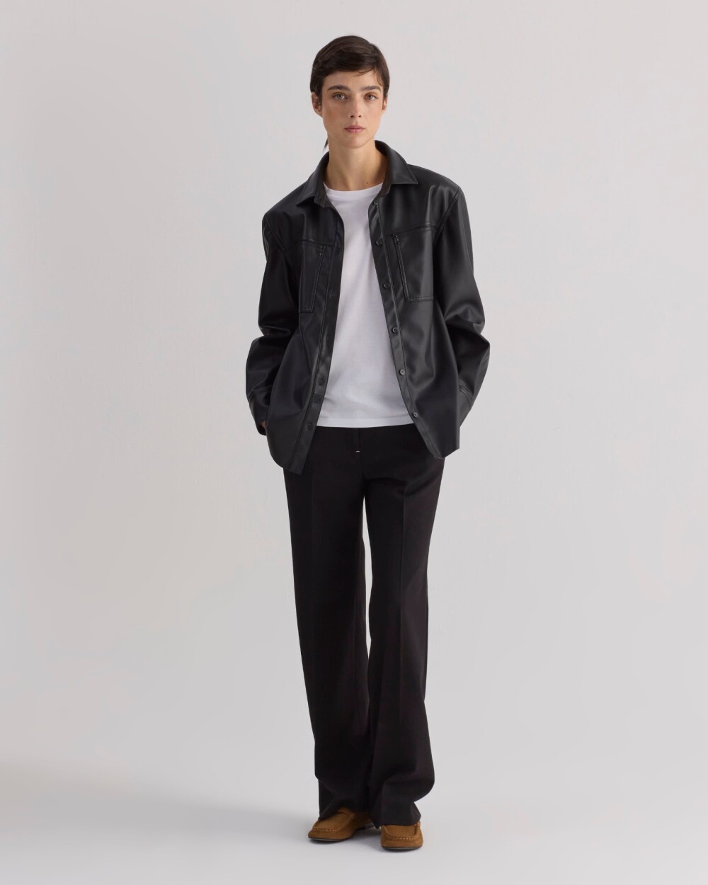 Camisa claire efecto cuero Negro