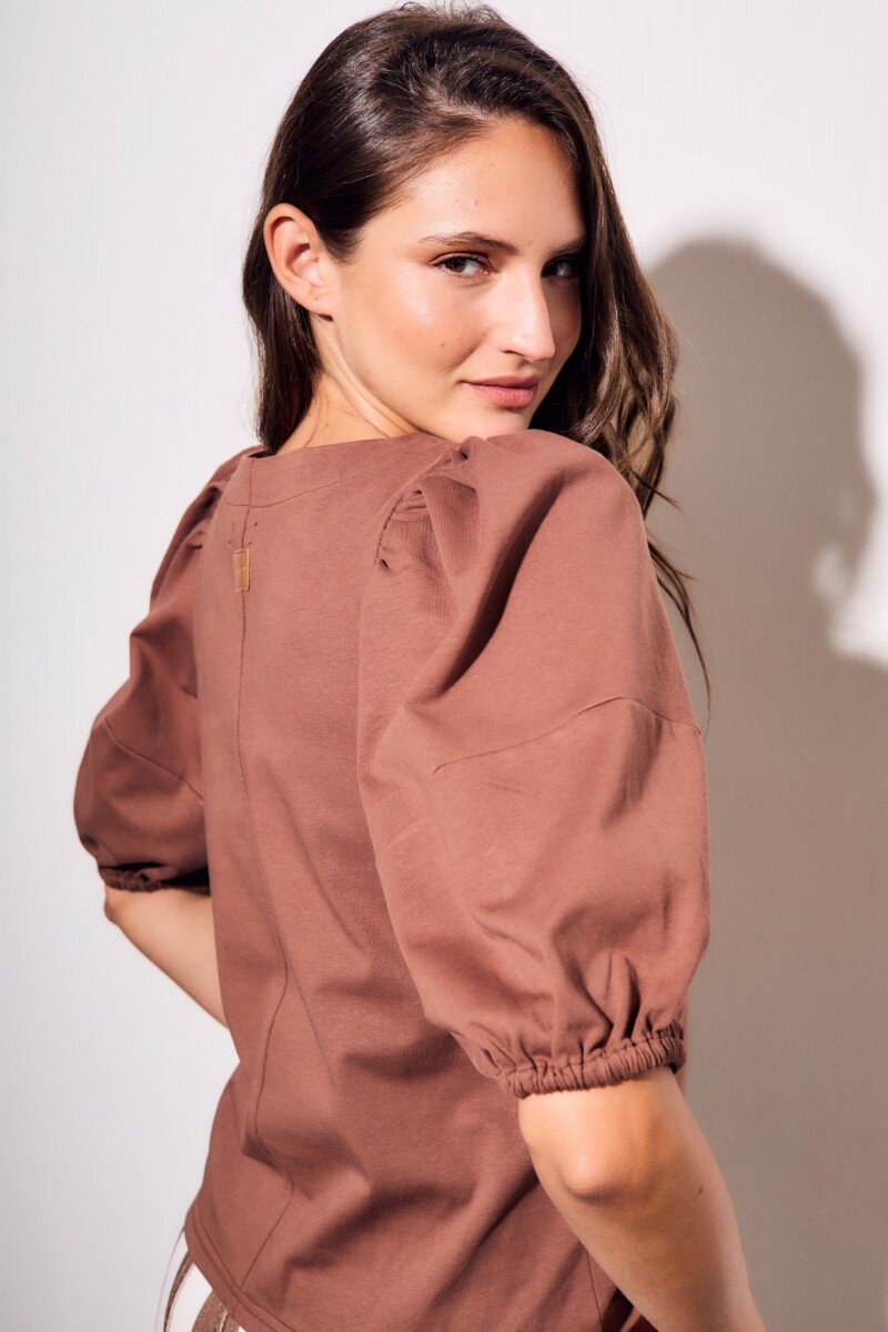 Remera Algodón Manga Globo Mocha