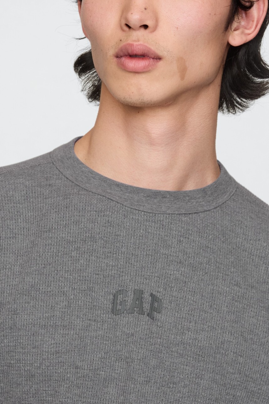 Remera Logo Gap Manga Larga Heather Grey