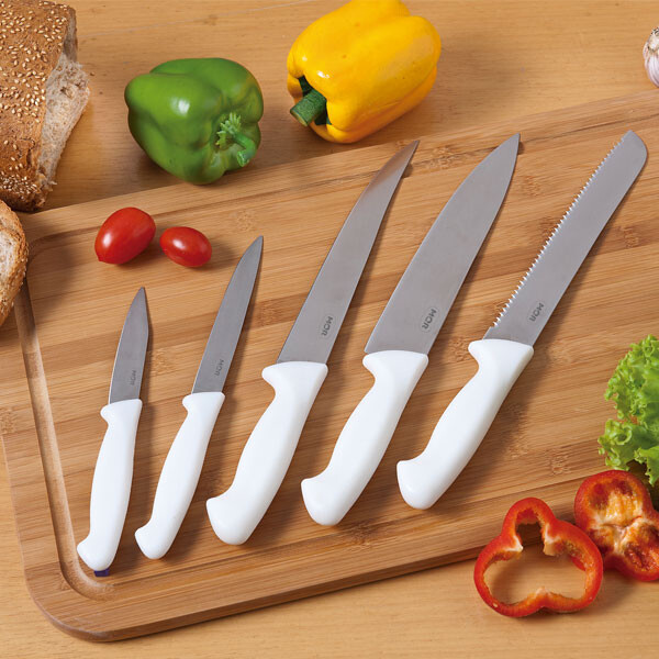 KIT DE ASADOR 5 PIEZAS MANGO BLANCO BLANCO