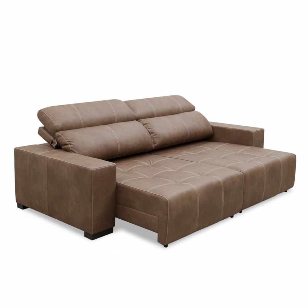 Sillón cama Madrid - 4 Cuerpos 100% Cuero Mushroom