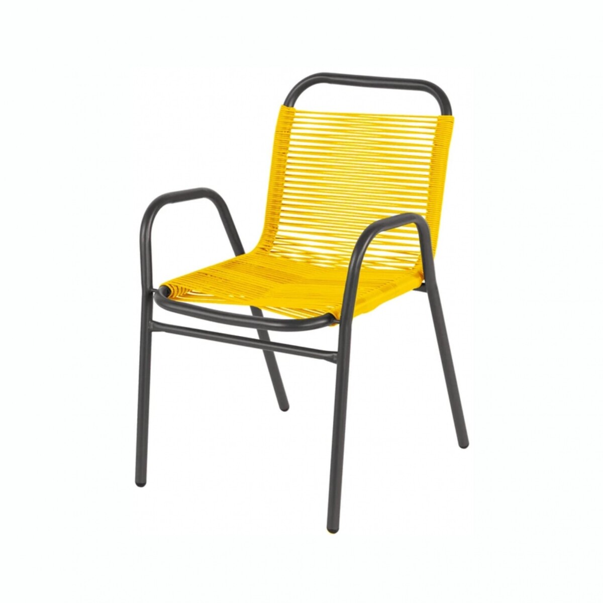 Silla De Jardín RUSTICO SC-018R Símil Rattan Estructura De Acero - Amrilla 