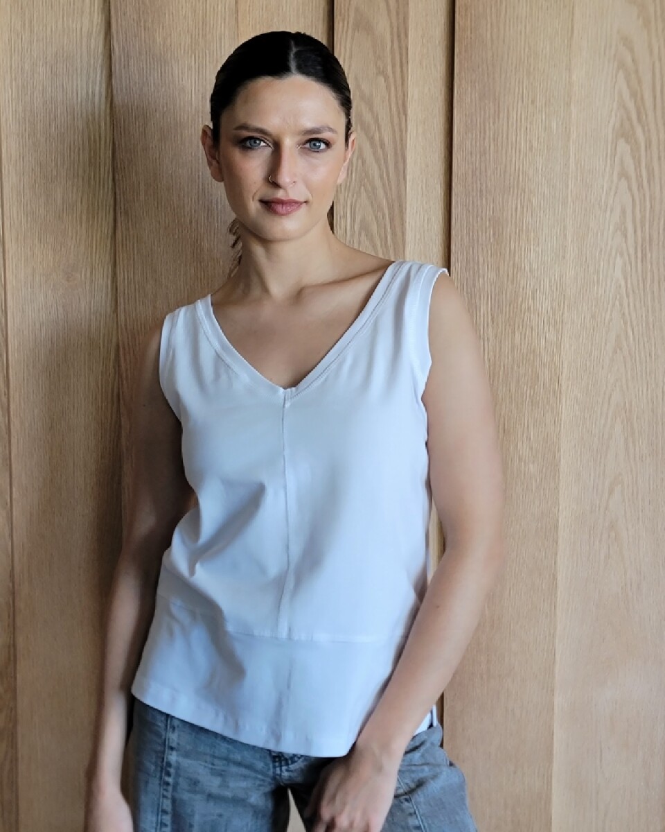 Musculosa Aloe - Blanco pespunte al tono 