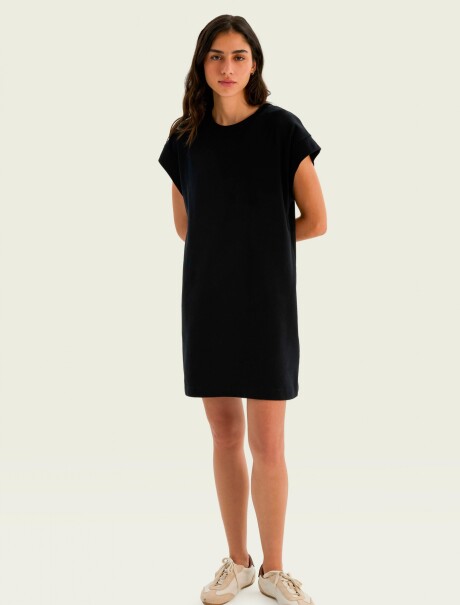 VESTIDO CORTO DE MANGA CORTA NEGRO