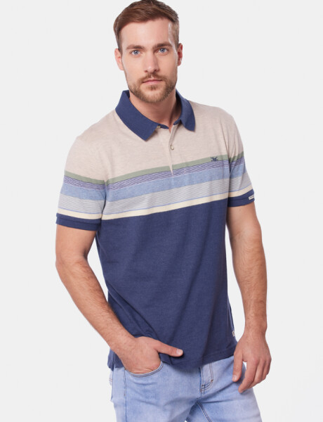 REMERA POLO JERSEY RAYADA Azul