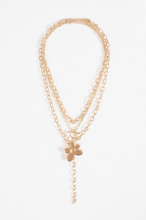 Collar cadenas dije flor dorado