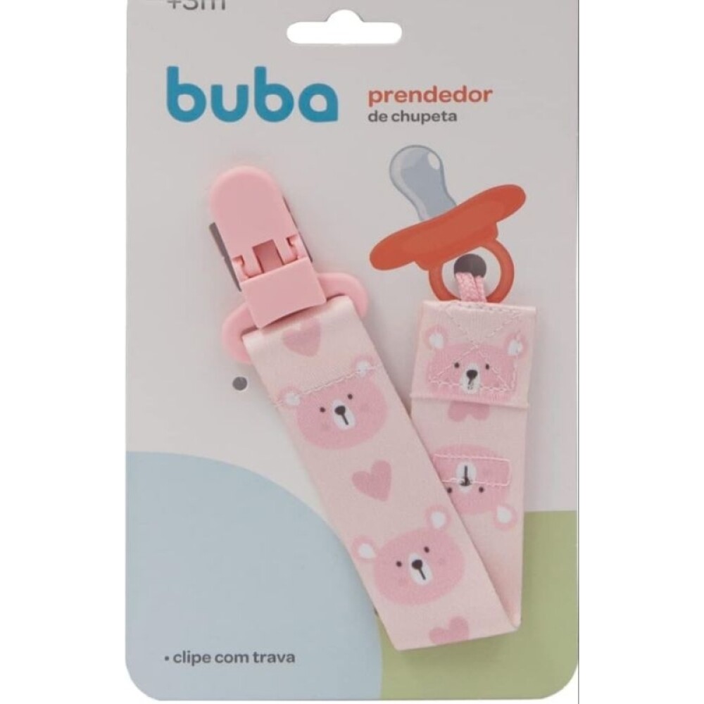 Clip para chupete BUBA animales oso rosado