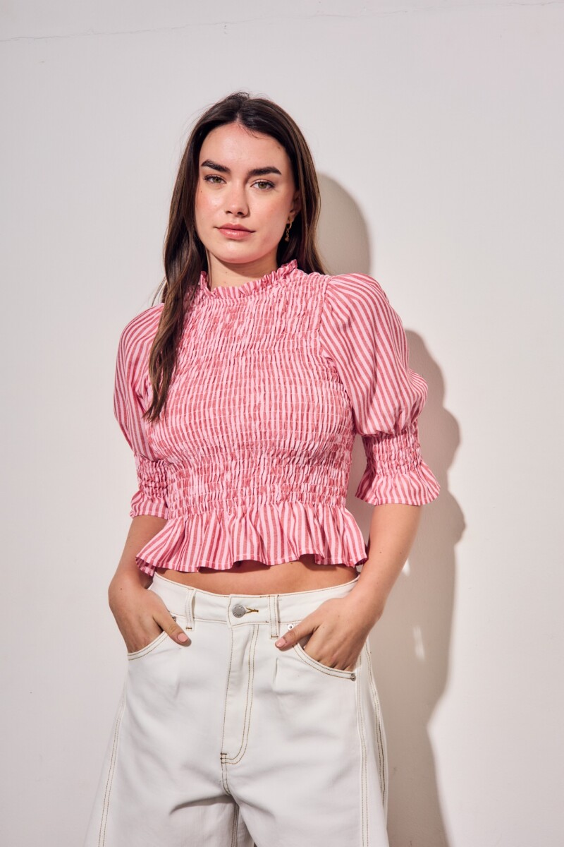 Blusa Rayada Rosa