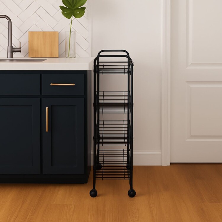 ESTANTE ORGANIZADOR FRUTERO 4 PISOS 41X23X82,5CM NEGRO