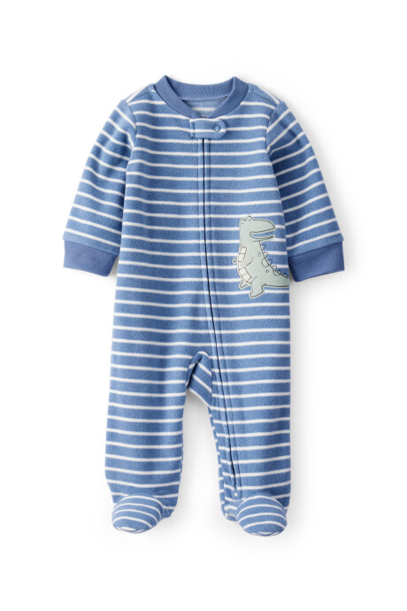 Pijama una pieza de micropolar, con pie, estampa dino Sin color