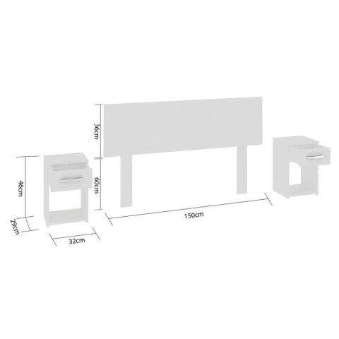 Combo Sommier Super Mega 2 Plazas Ropero 6 Puertas Con Perchero y Respaldo con Mesas de Luz - Blanco Combo Sommier Super Mega 2 Plazas Ropero 6 Puertas Con Perchero y Respaldo con Mesas de Luz - Blanco