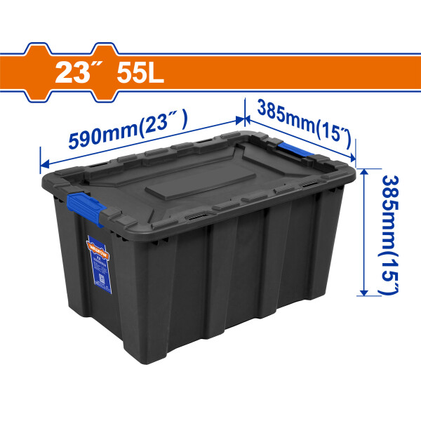 CAJA CONTENEDOR PLASTICO APILABLE NEGRO 55LT WADFOW WTB3355 CAJA CONTENEDOR PLASTICO APILABLE NEGRO 55LT WADFOW WTB3355