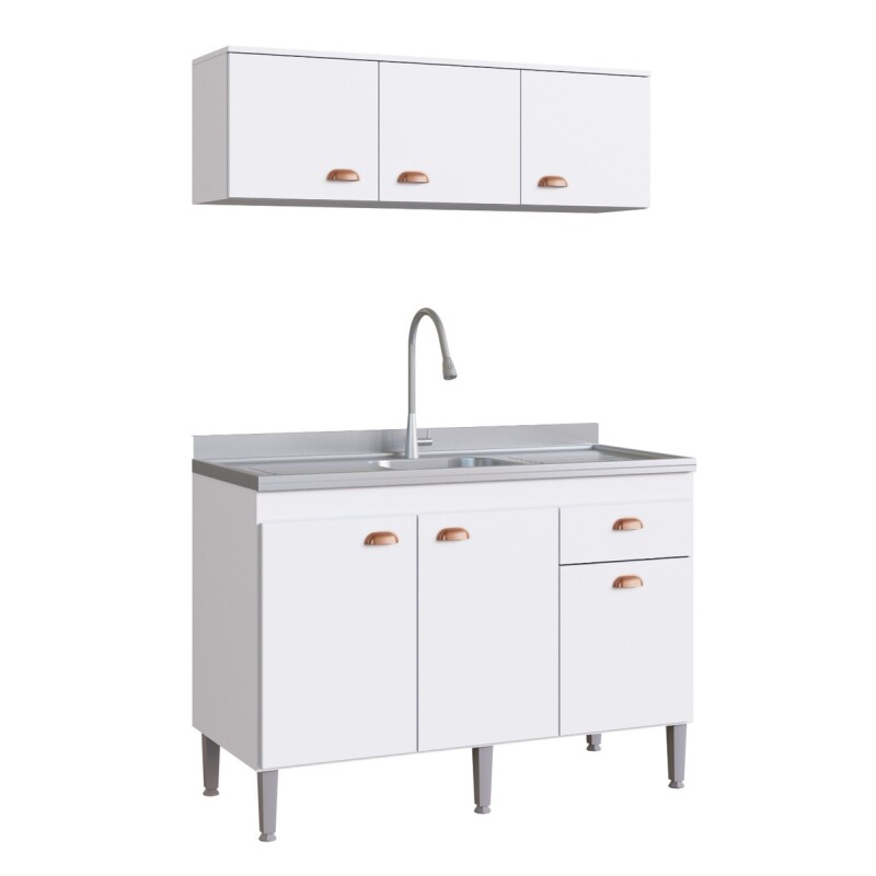 Conjunto Bajo Mesada + Aéreo De Cocina Sin Pileta Inox Blanco Conjunto Bajo Mesada + Aéreo De Cocina Sin Pileta Inox Blanco