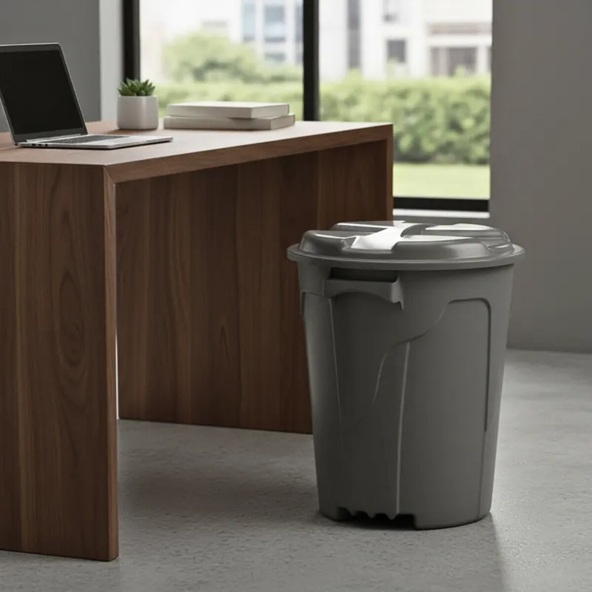 Tarro de residuos ecológico con tapa 54 lts - GRIS 