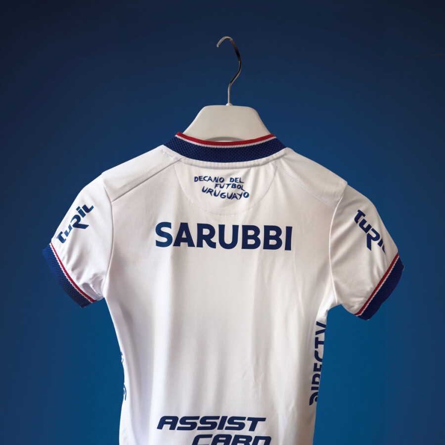 Camiseta Infantil Umbro Home Oficial 2025 Blanco - Azul Real - Rojo