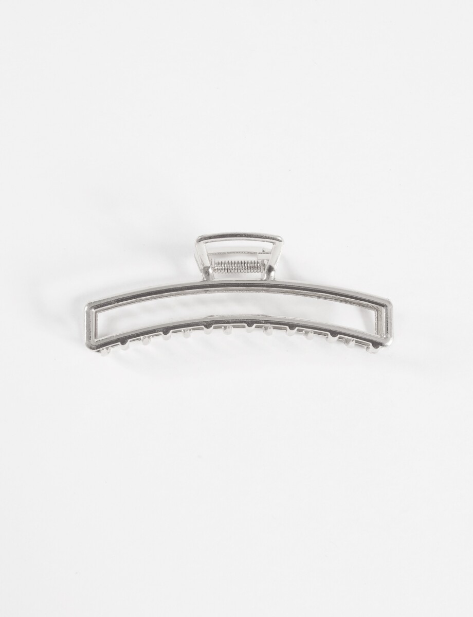Broche rectangular metálico largo - plateado 