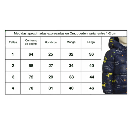 Campera Infantil Acolchonada de Abrigo en Nylon con Capucha Azul Cebra/búho