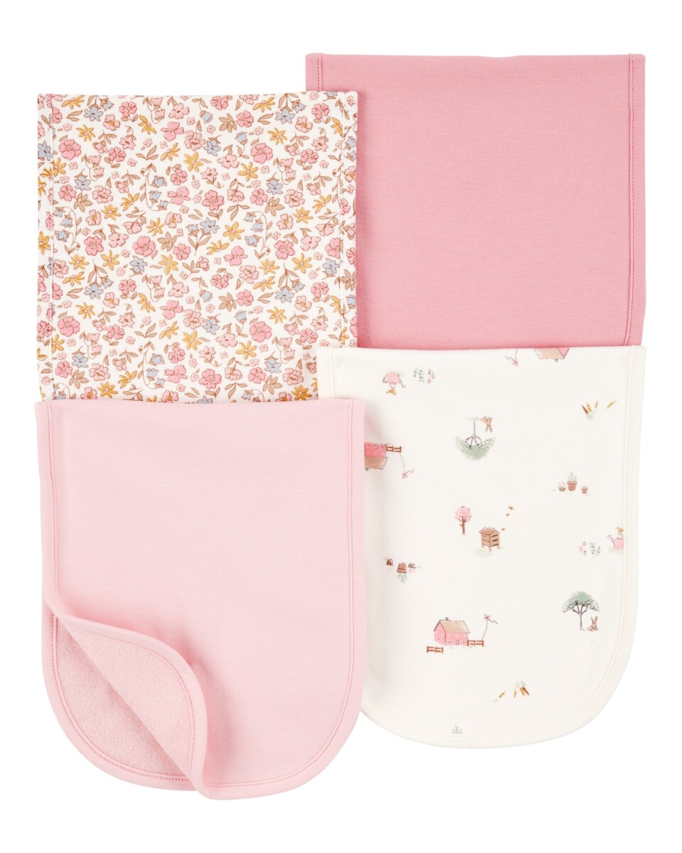 Pack cuatro babitas de algodón, rosadas 