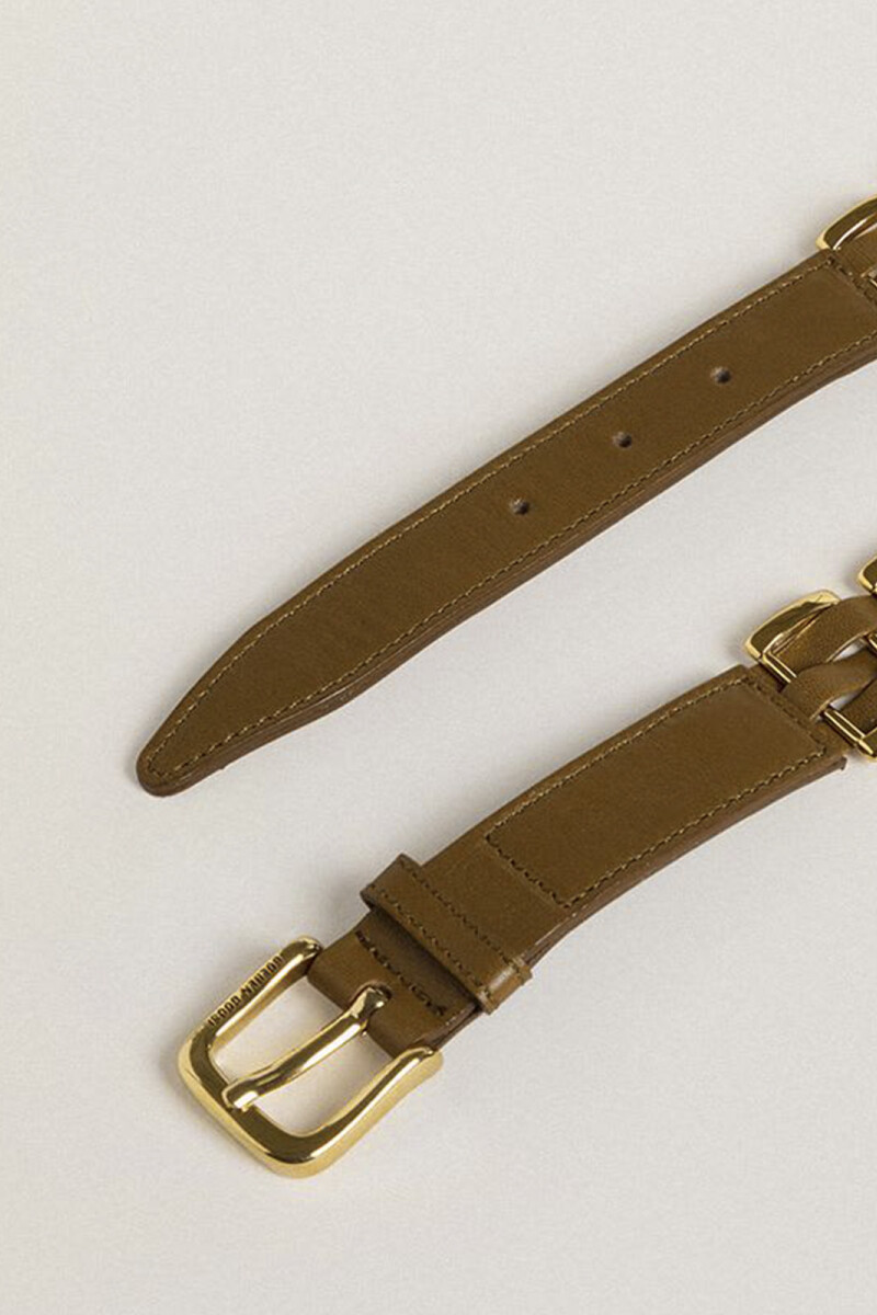 METALLIC WEAVE BELT Kaki