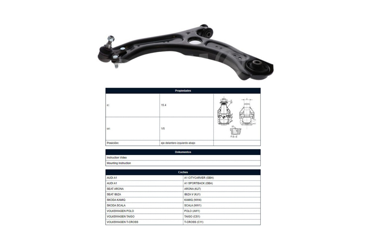 Parilla De Susp Del Volks Nivus/Polo/T-Cross/Virtus 17-25 Izq Parilla De Susp Del Volks Nivus/Polo/T-Cross/Virtus 17-25 Izq