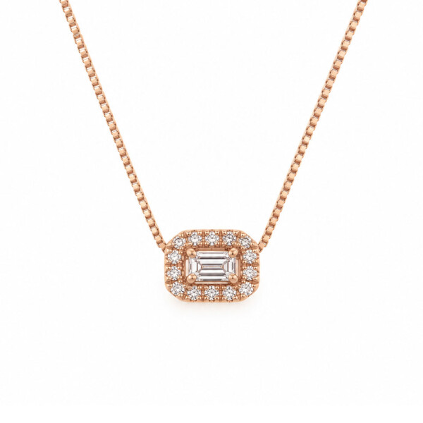 Colgante Jimena V. de Oro Rosa 18k con Brillantes Colgante Jimena V. de Oro Rosa 18k con Brillantes