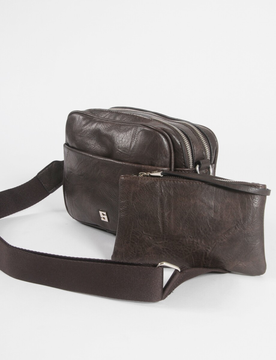 Cartera de hombro con cierres - marrón 