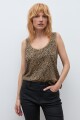 Musculosa escote a la base animal print tostado