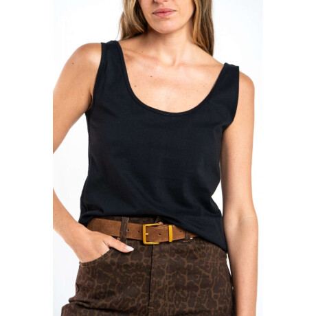 Musculosa Algodón Peinado Negro