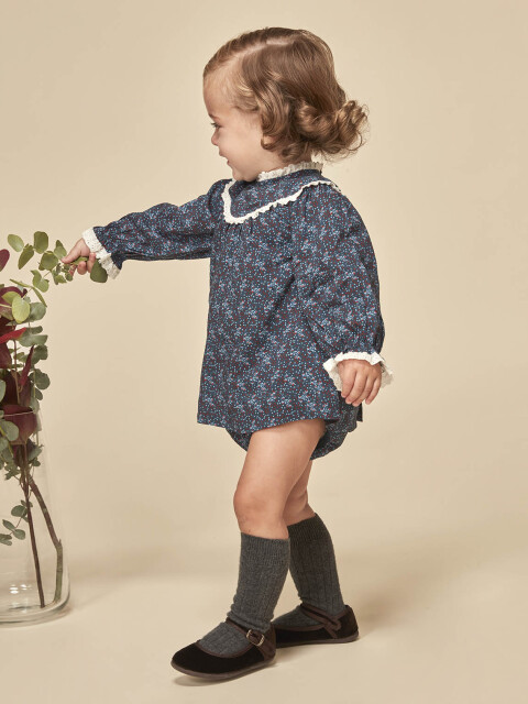 Vestido Estampado Azul Medio Oscuro