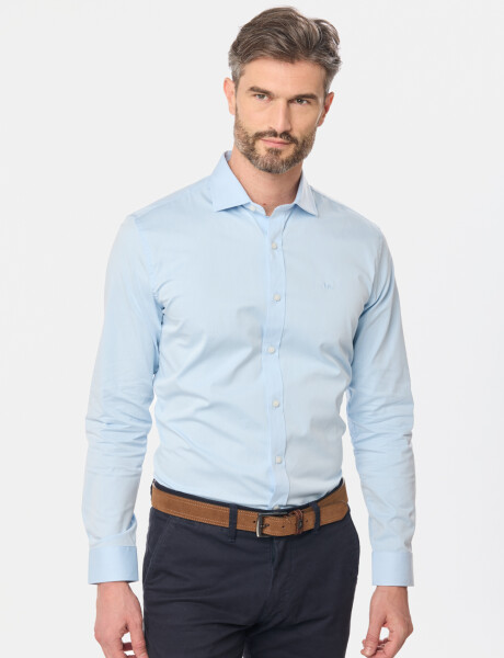 CAMISA DE VESTIR CON SPANDEX Celeste