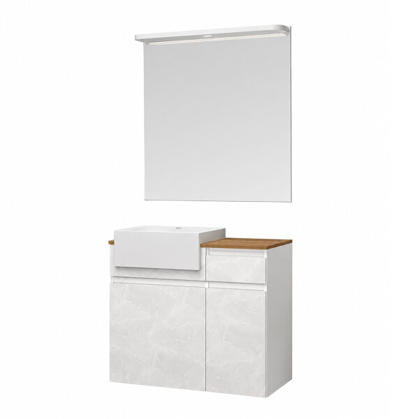 CONJUNTO DE BAÑO MODELO CORA 80 CM / MUEBLE + BACHA + ESPEJO Conjunto De Baño Modelo Cora 80 Cm / Mueble + Bacha + Espejo