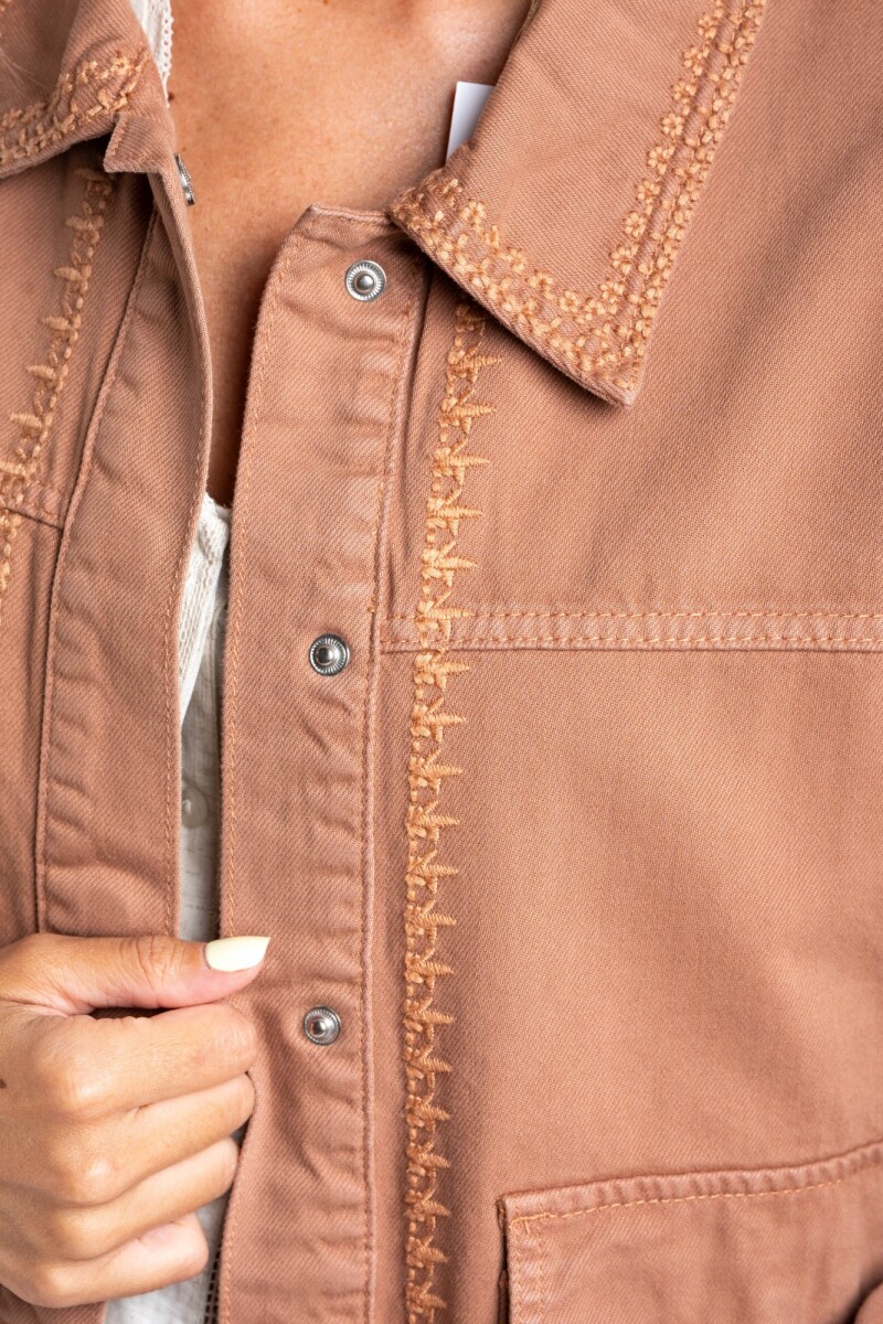 Sobrecamisa Algodón Bordada Mocha