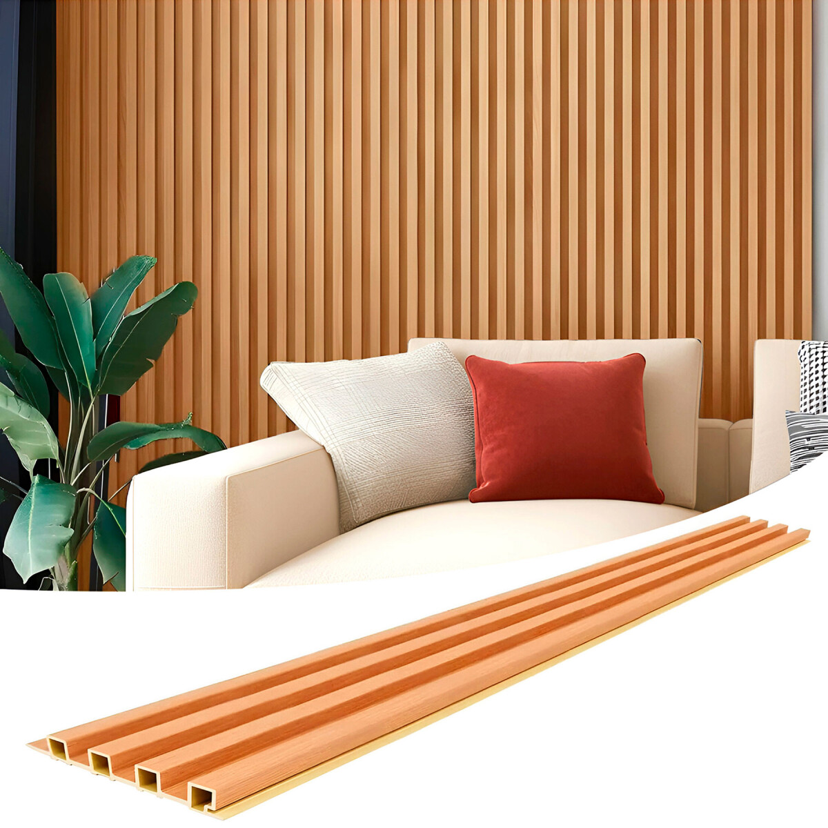 Pack x30 Wpc Simil Madera Wall Panel Lambrin 2.90x16.7 - Color Marron Madera 5 