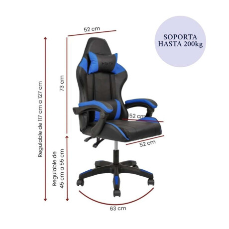 Silla Gamer Gaming Ergonomica Reclinable PU Azul