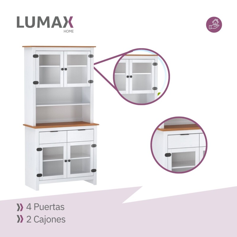 Cristalero Aparador Vajillero Lumax 4 Puertas Vidrio 2 Cajones Cristalero Aparador Vajillero Lumax 4 Puertas Vidrio 2 Cajones