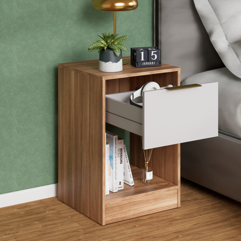 Mesa De Luz Moderna Dormitorio Para Cabecera Moderna Paris Beige