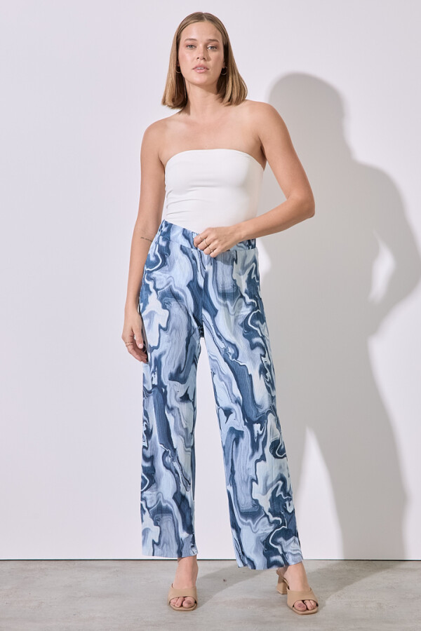 Pantalon Plisado AZUL/MULTI