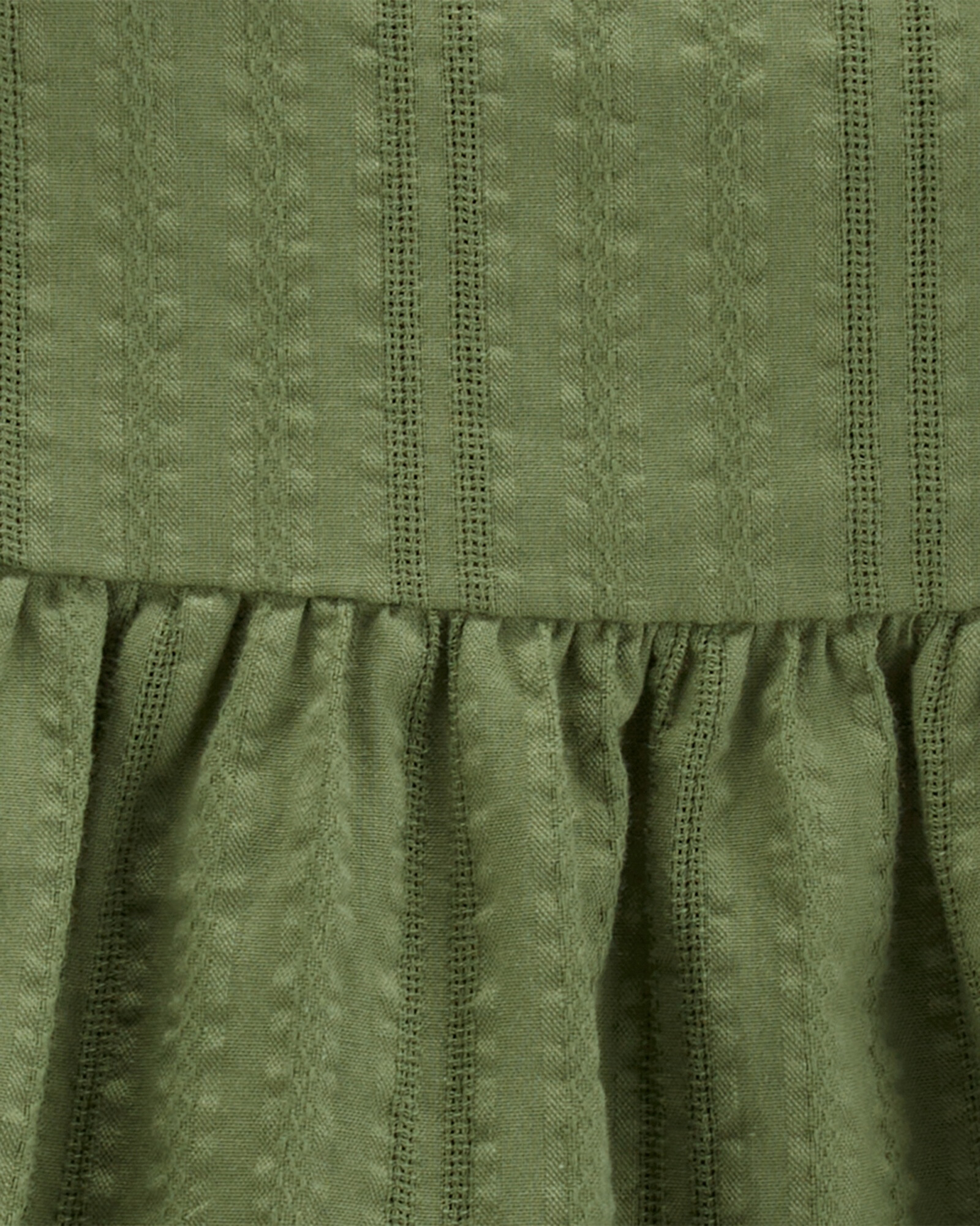 Vestido de algodón mil rayas, cuello con volados Sin color