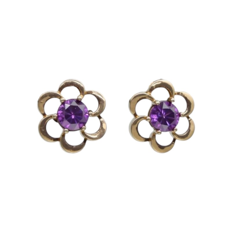 Caravana Flor Violeta - plata 925 - Zirconias- CA8432 conpiedra