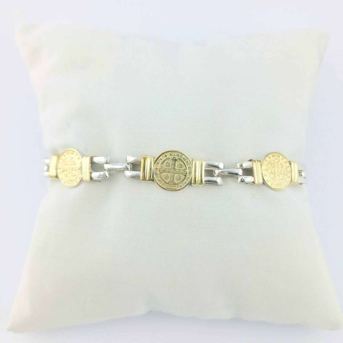 Pulsera de Plata 925 con double de Oro 18 ktes - San Benito 