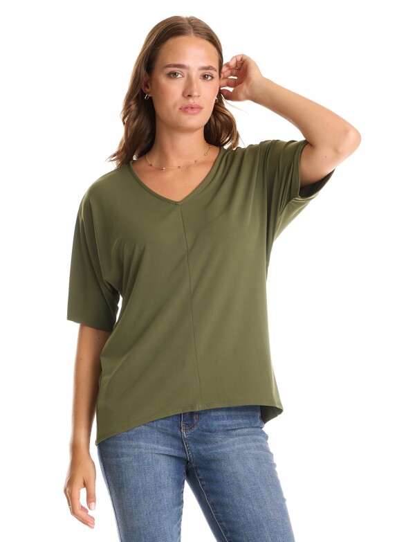 Blusa Manga Japonesa & Escote V VERDE